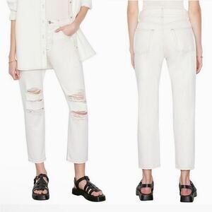 NWT New Frame Le Original Jeans in Off-White Rips Size 26